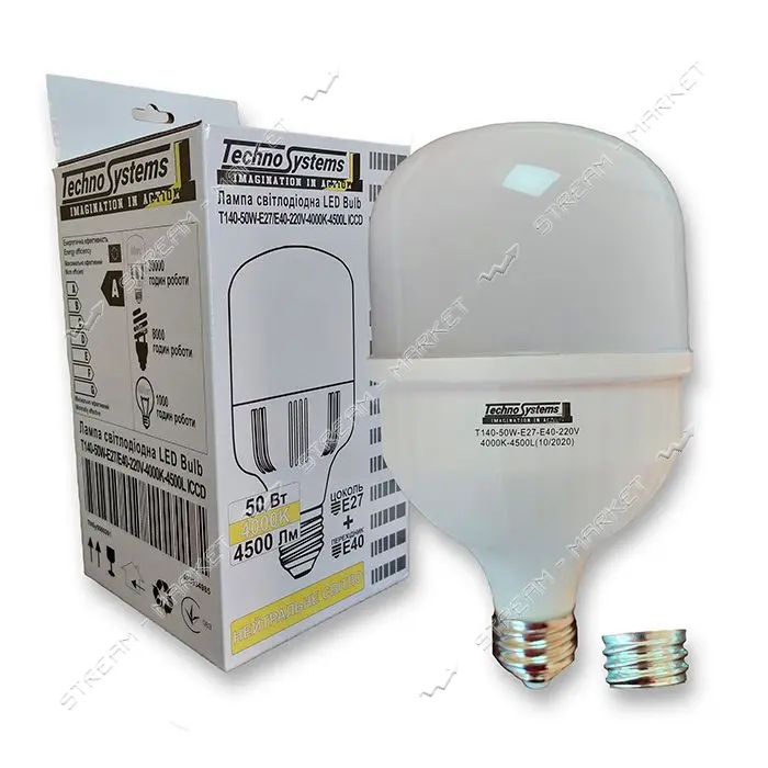 Лампа светодиодная Techno Systems LED Bulb T140-50W-E-27/E40-220V-4000K-4500L ICCD                  