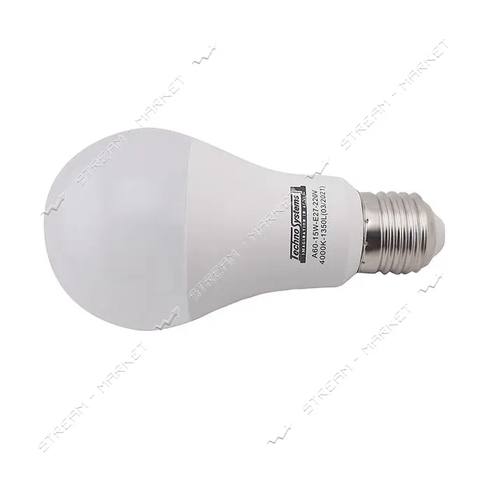 Лампа светодиодная Techno Systems LED Bulb A60-20W-E27-220V-4000K-1800L шар SILVER