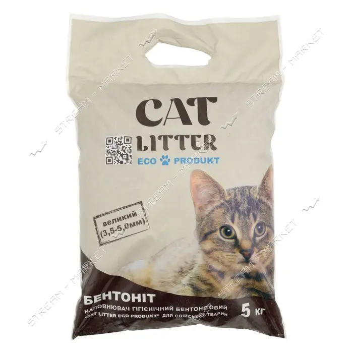 Бентонитовый наполнитель Cat Litter для кошачьих туалетов крупный 5кг