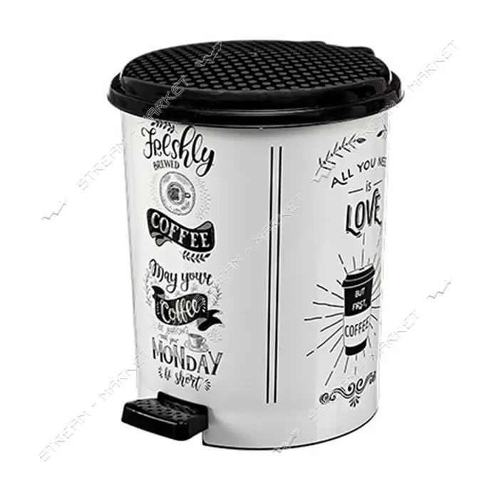 Ведро с педалью 366 11л Coffe пластик фоторисунок Турция                                            
