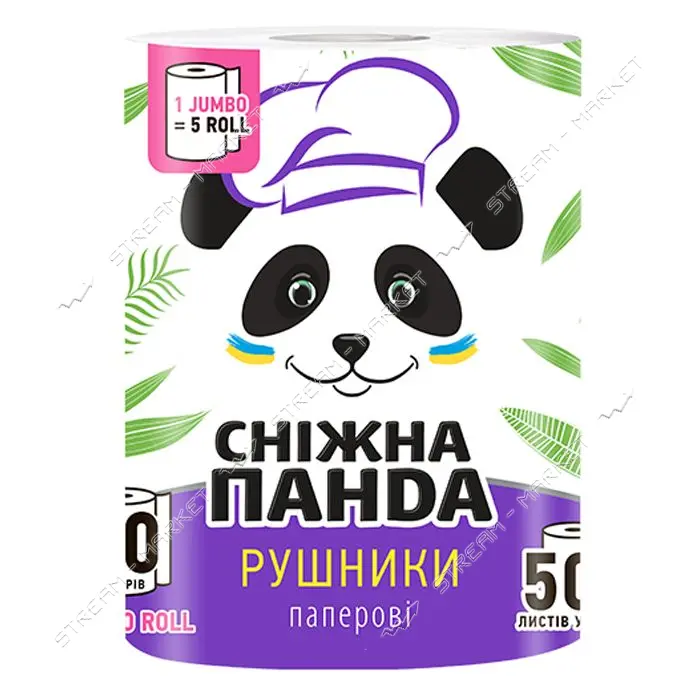 Бумажные полотенца Снежная панда Jumbo Roll 2 слоя 500 листов 1 рулон