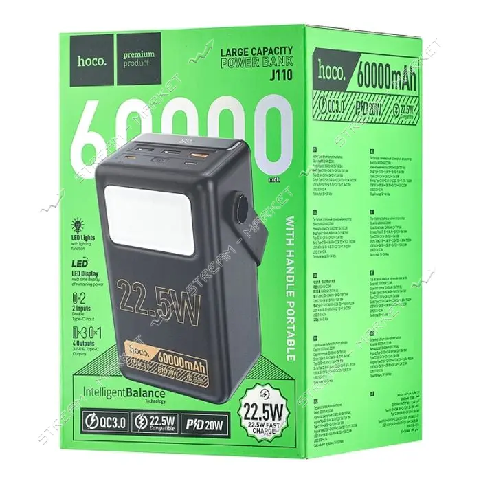 Портативное зарядное устройство Hoco J110 4USB 60000mAh черное                                      