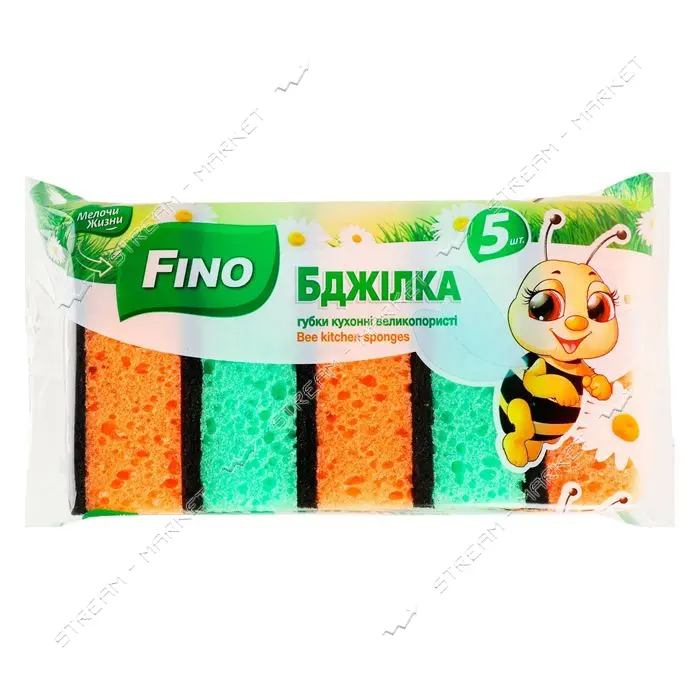 Губка кухонная Fino с большими порами 5шт                                                           
