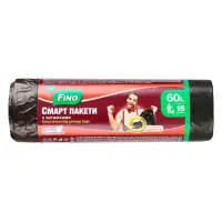 Пакеты для мусора Fino крепкие с затяжкой 60л 15шт                                                  