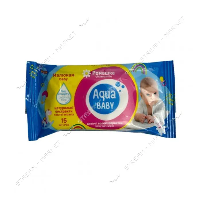 Влажные салфетки Aqua Baby с витаминами 15шт