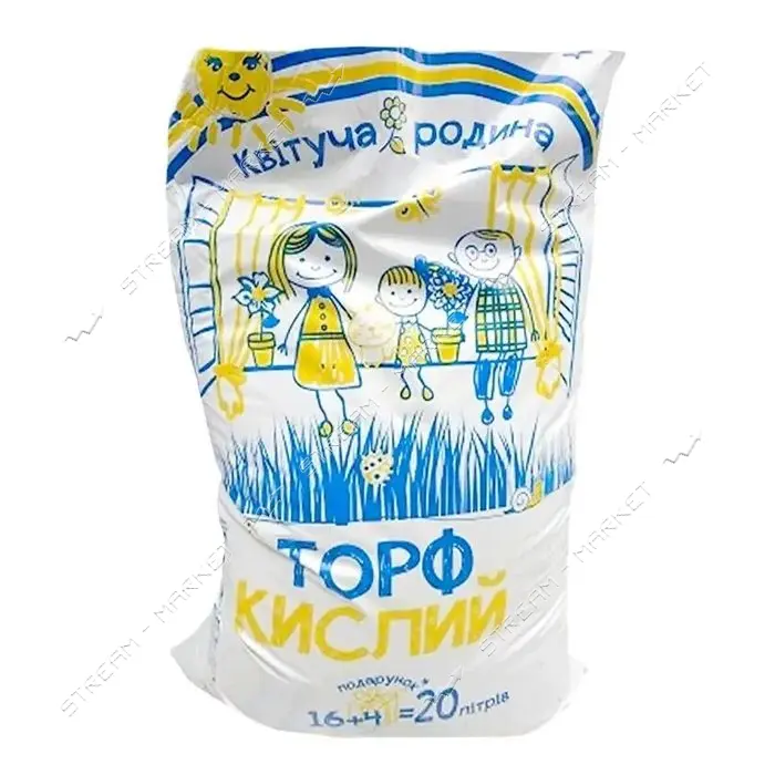 Торфосмесь грунт Квітуча Родина кислый РН 2.8-3.8 для комнатных и садовых растений 20л              