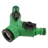 Адаптер тройник Укрполив с 2-мя кранами 1/2"-3/4" цветной
