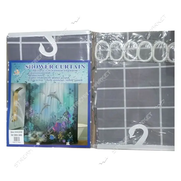 Штора для ванной комнаты SHOWER CURTAIN с водоотталкивающей пропиткой 180x180см серая               