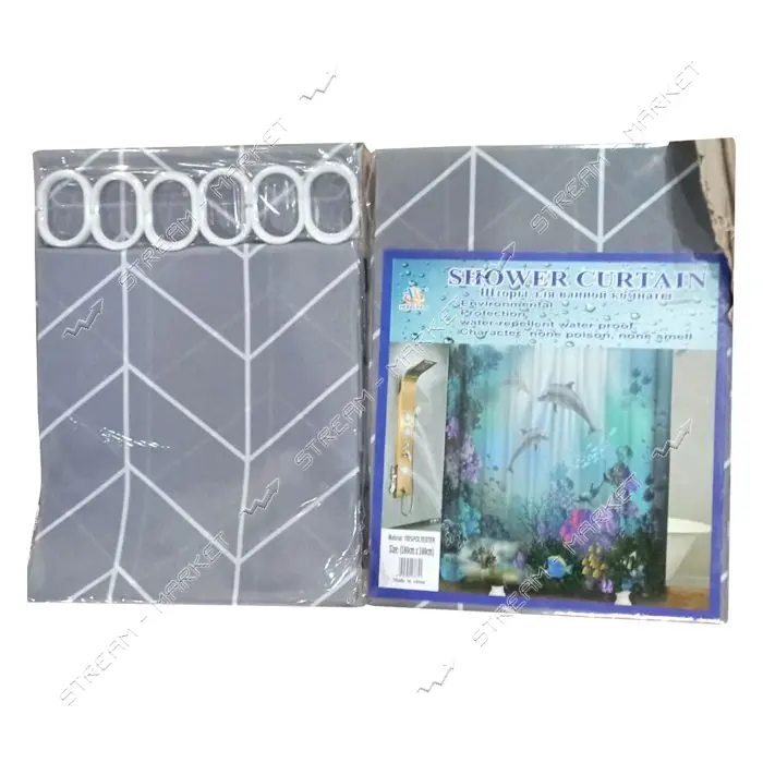 Штора для ванной комнаты SHOWER CURTAIN с водоотталкивающей пропиткой 180x180см серая               