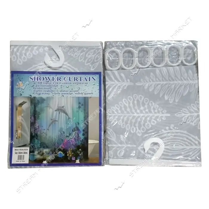 Штора для ванной комнаты SHOWER CURTAIN с водоотталкивающей пропиткой 180x180см серая               