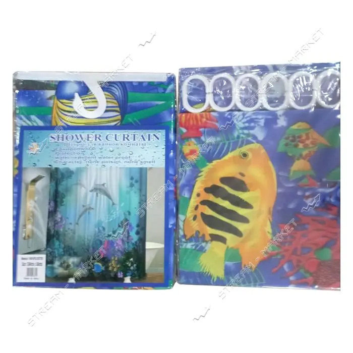 Штора для ванной комнаты SHOWER CURTAIN с водоотталкивающей пропиткой 180x180см синяя