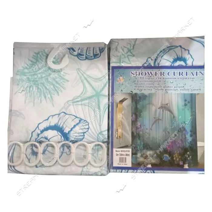 Штора для ванной комнаты SHOWER CURTAIN с водоотталкивающей пропиткой 180x180см белая               