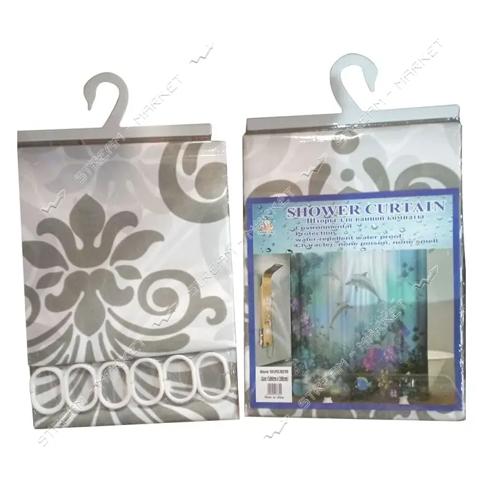 Штора для ванной комнаты SHOWER CURTAIN с водоотталкивающей пропиткой 180x180см серо-белая