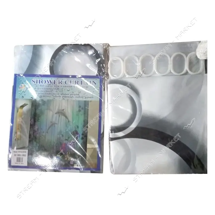 Штора для ванной комнаты SHOWER CURTAIN с водоотталкивающей пропиткой 180x180см серо-белая