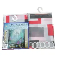 Штора для ванной комнаты SHOWER CURTAIN с водоотталкивающей пропиткой 180x180см серо-красная        