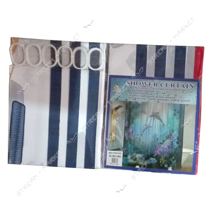 Штора для ванной комнаты SHOWER CURTAIN с водоотталкивающей пропиткой 180x180см бело-синяя