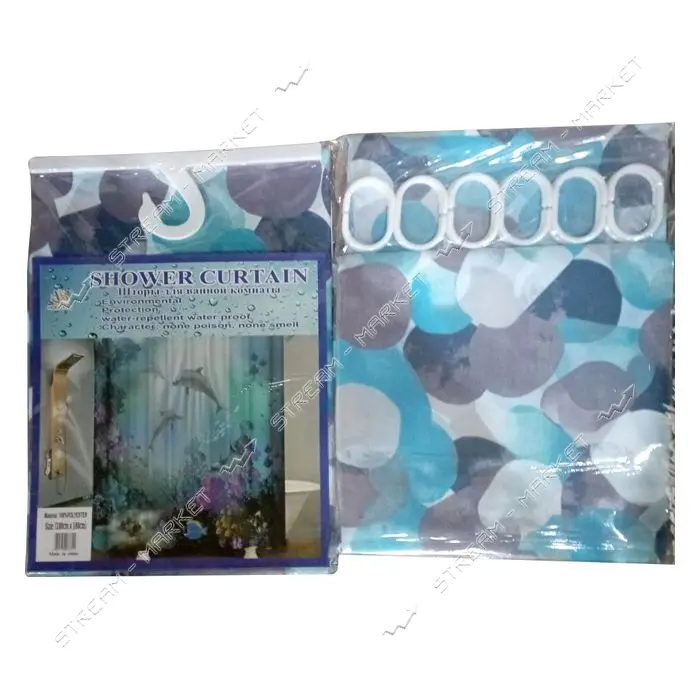 Штора для ванной комнаты SHOWER CURTAIN с водоотталкивающей пропиткой 180x180см бело-голубая