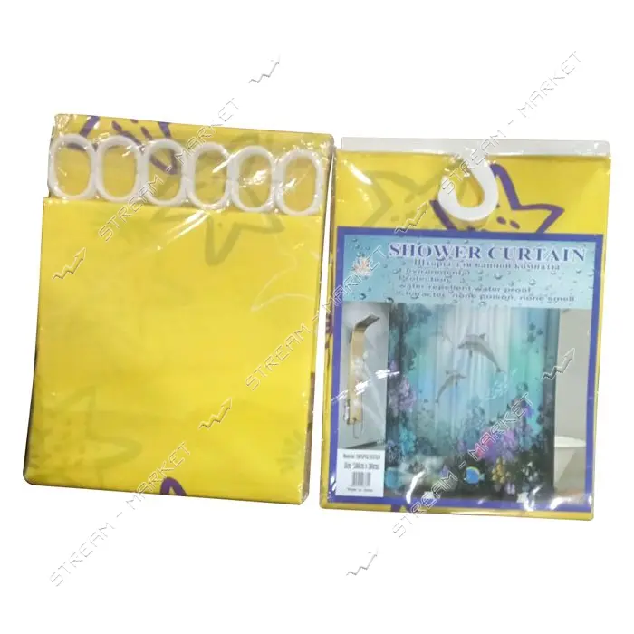Штора для ванной комнаты SHOWER CURTAIN с водоотталкивающей пропиткой 180x180см желтая