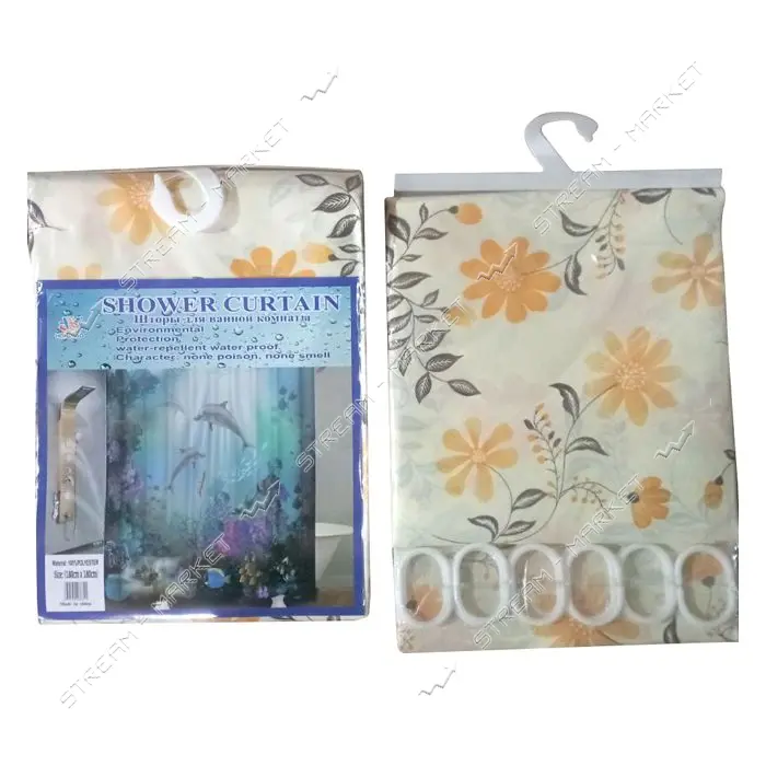 Штора для ванной комнаты SHOWER CURTAIN с водоотталкивающей пропиткой 180x180см ассорти             
