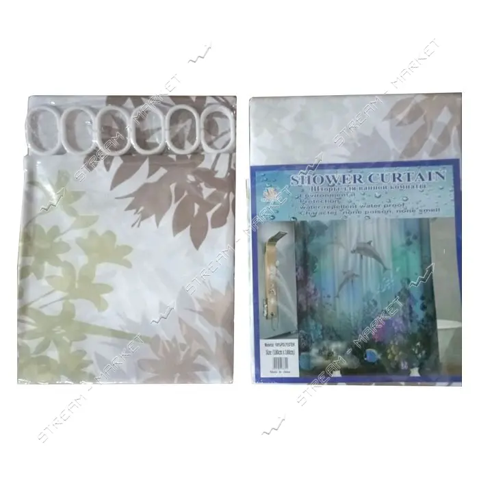 Штора для ванной комнаты SHOWER CURTAIN с водоотталкивающей пропиткой 180x180см ассорти             
