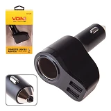 Разветвитель прикуривателя Voin SC-1528С 1 выход плюс 2USB 2400mA 12/24V                            