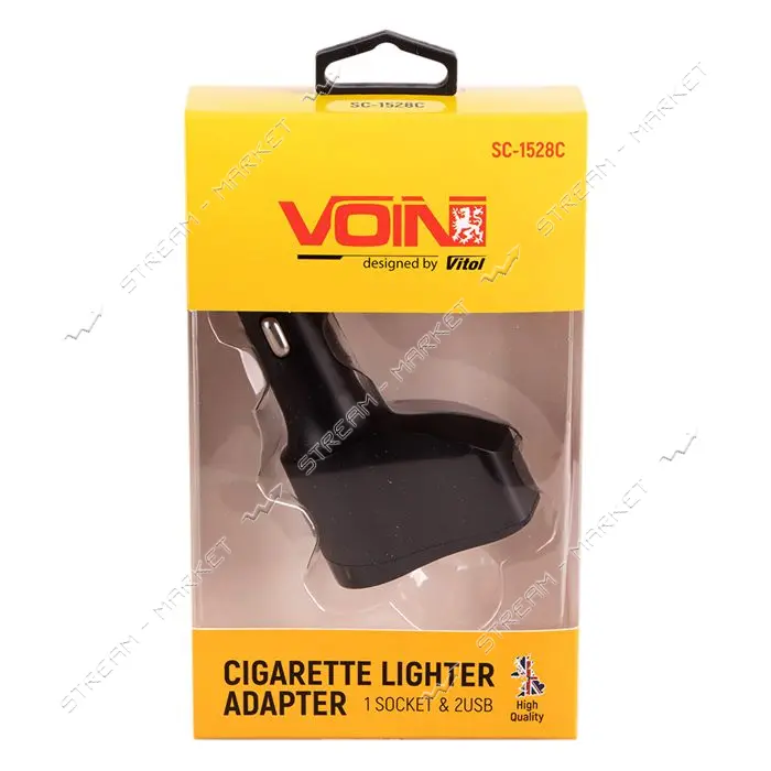 Разветвитель прикуривателя Voin SC-1528С 1 выход плюс 2USB 2400mA 12/24V                            