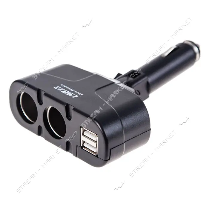 Разветвитель прикуривателя Voin WF-0668/003 2 выхода плюс 2USB 1500mA/предохранитель изм угол