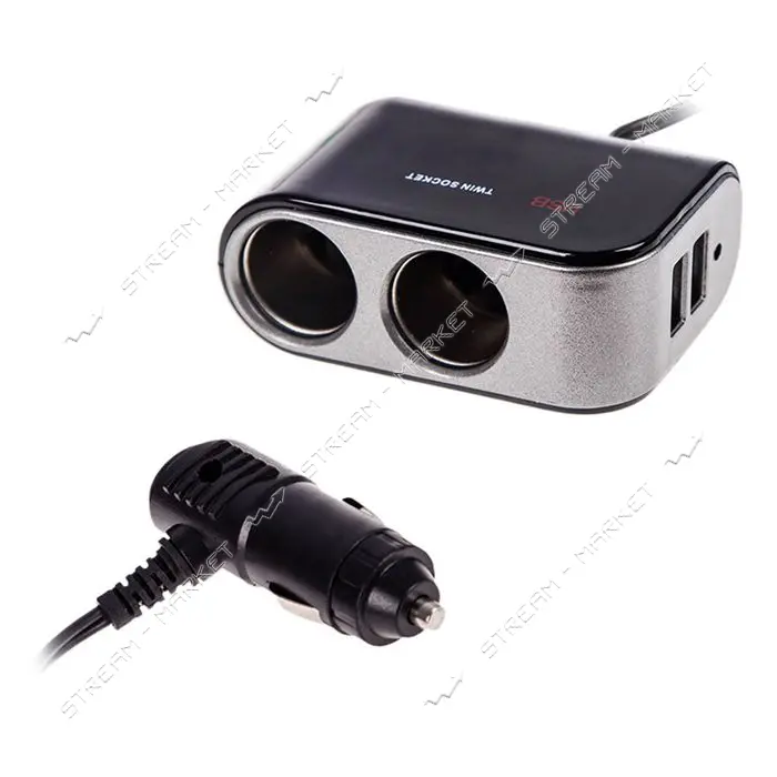 Разветвитель прикуривателя Voin SC-2069 2 выхода плюс 2USB 2100mA 12/24V                            