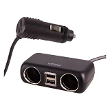 Разветвитель прикуривателя Voin SC-2004L 2 выхода плюс 2USB 2400mA 12/24V                           