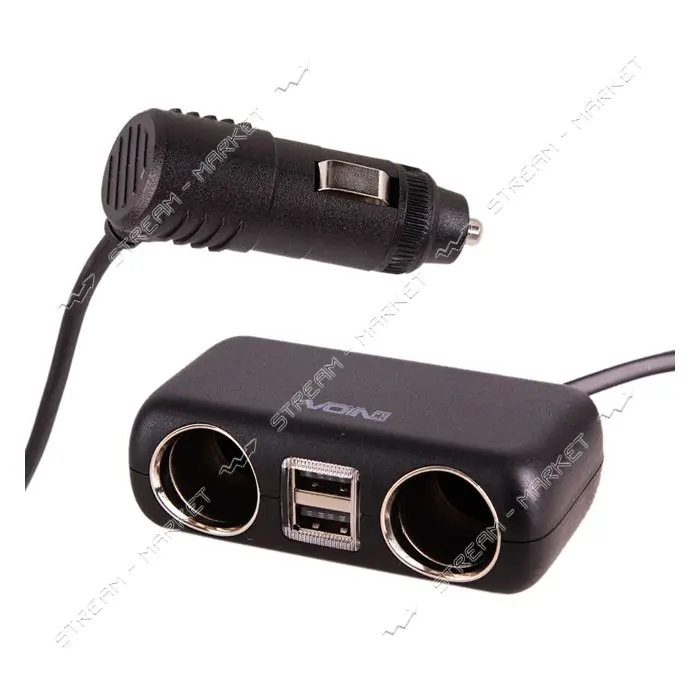 Разветвитель прикуривателя Voin SC-2004L 2 выхода плюс 2USB 2400mA 12/24V                           
