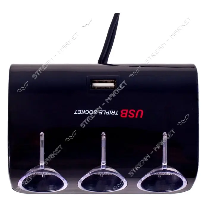 Разветвитель прикуривателя Voin SC-3073 3 выхода плюс 1USB 1000mA 12/24V                            