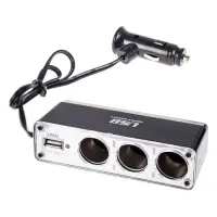 Разветвитель прикуривателя Voin WF-0096A 3 выхода плюс 1USB 600mA провод предохранитель             