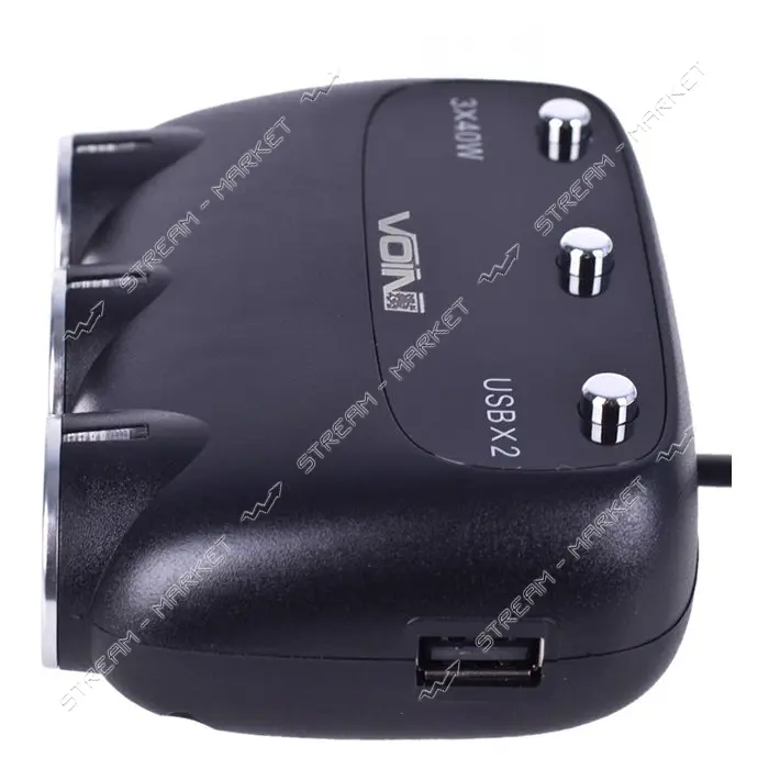 Разветвитель прикуривателя Voin SC-3003 3 выхода плюс 2USB 2400 mA 12/24V