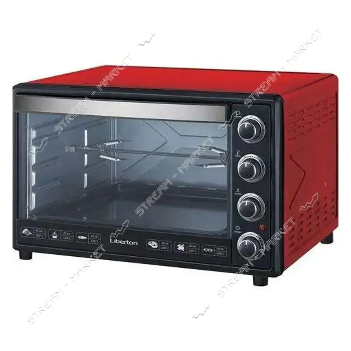 Электродуховка Liberton LEO-650 65л конвекция вертел подсветка Red