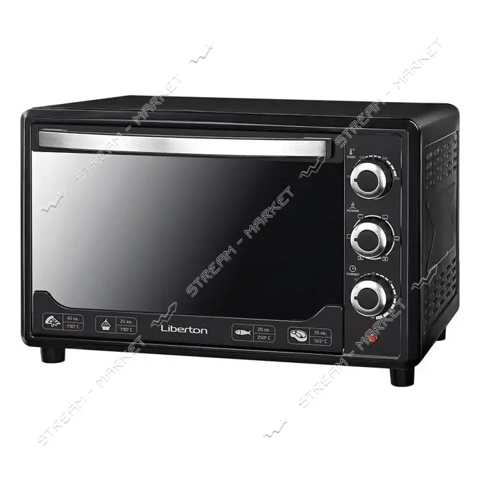 Електродуховка Liberton LEO-480 48л конвекція підсвічування Black Mirror                            