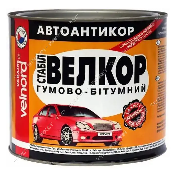 Резиново-битумный автоантикор Velvana Велкор-Стабил 1.8кг