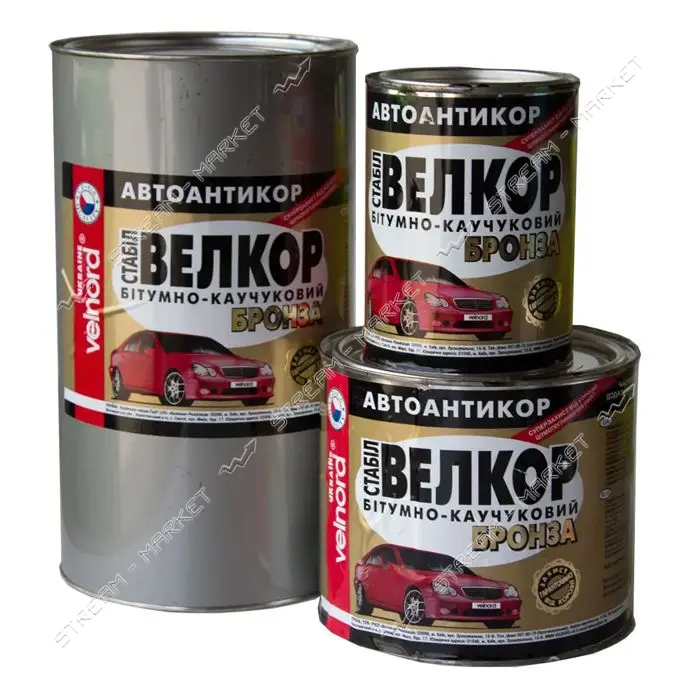 Битумно-каучуковый металлизированный автоантикор Velvana Велкор Стабил бронза 0.8кг