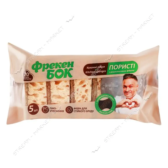 Губка кухонная Фрекен Бок пористая с рециклинговой фиброй 5шт                                       