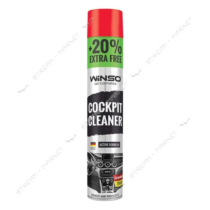 Полироль для пластика торпеды Winso Cockpit Cleaner 750мл клубника