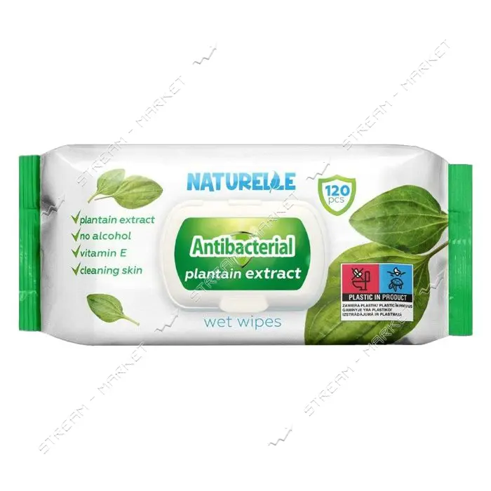 Салфетки влажные Naturelle Антибактериальные Подорожник 120шт                                       