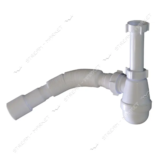 Сифон Extra Plast ПСО-50 1-1/4"x40 без выпуска с гофротрубой 40x40/50                               
