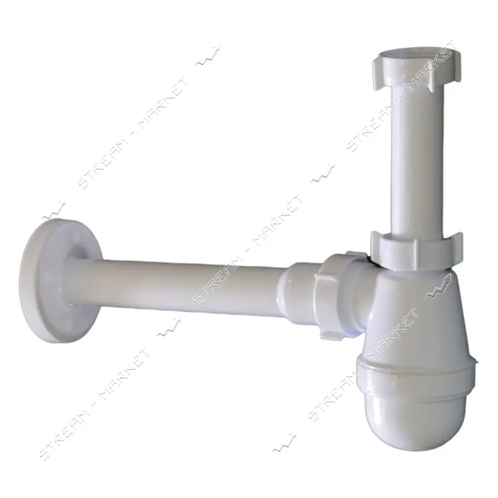 Сифон Extra Plast ПСЖ-32 1-1/4"x40 без выпуска с прямой редукц.трубой выпуска 40/32x200 с розеткой  