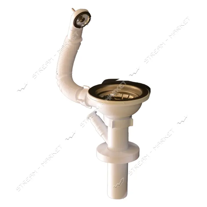Сифон Extra Plast МЕКРС-40 3-1/2"x40 стиралка с круглым гибким переливом и гибкой трубой 40x40/50