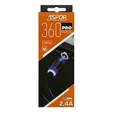 Магнитный кабель Aspor 360 Pro Lightning 1м черный                                                  