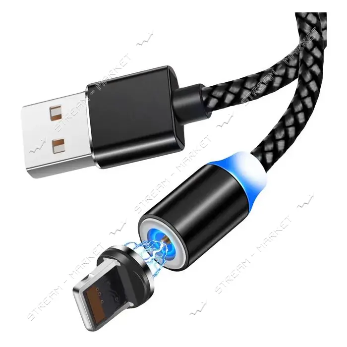 Магнитный кабель Aspor 360 Pro Lightning 1м черный                                                  