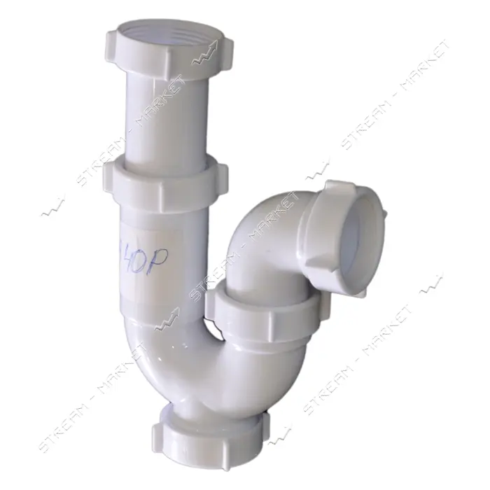 Сифон Extra Plast У-40Р 1-1/2"x40 без резьбового выпуска прямоточный с ревизией                     