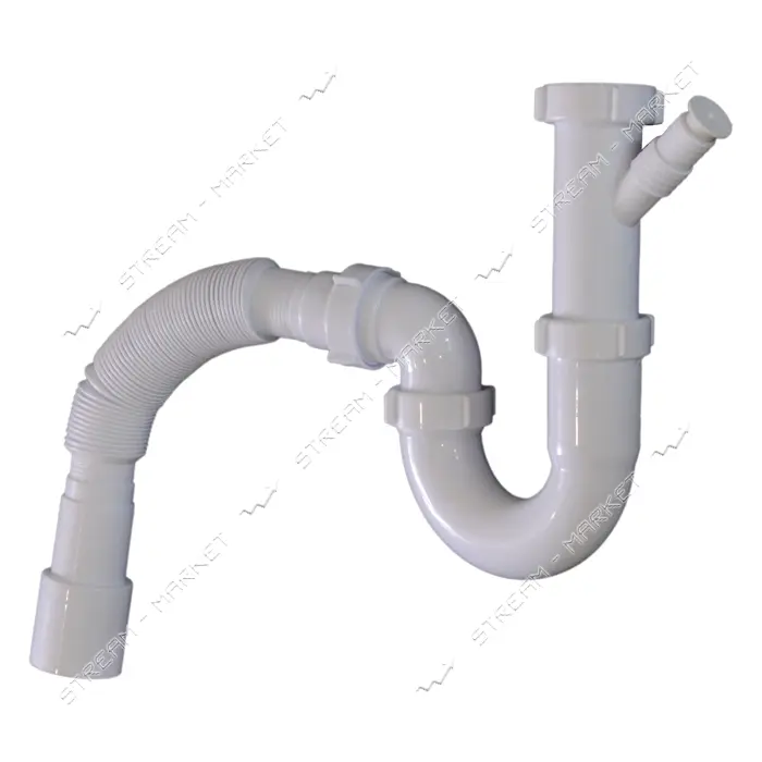Сифон Extra Plast ВПСТ-50 1-1/2"x40 без вып. прямоточный стиралка и гофротрубкой 40x40/50