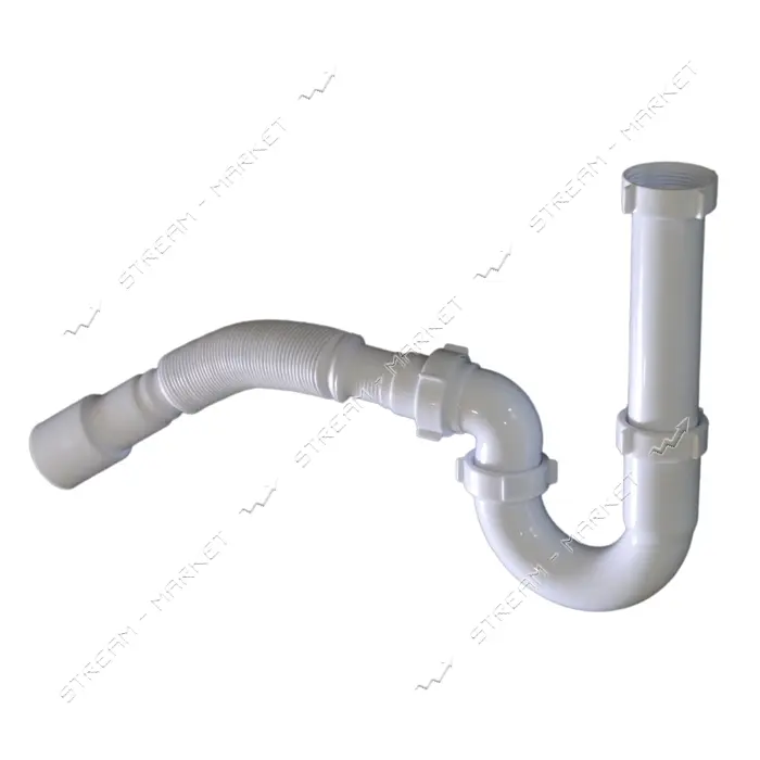 Сифон Extra Plast ВПУ-50 1-1/2"x40 без выпуска прямоточный удлиненный с гофротрубкой 40x40/50       