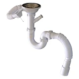 Сифон Extra Plast МЕВПУЖСТ-40 3-1/2"x40 с резьб.вып.прямоточ.стирал с перел. с гофротрубк.40x40/50