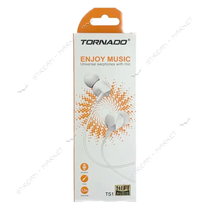 Проводные наушники Tornado белые